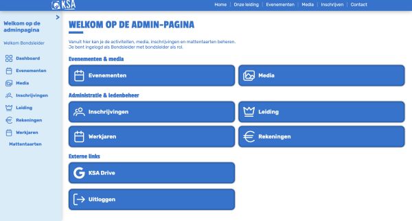 Admin page